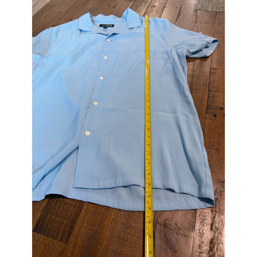 Cuts Clothing Mens XL Light Blue Short Sleeve Camp Collar Button Down Shirt - Picture 9 of 10